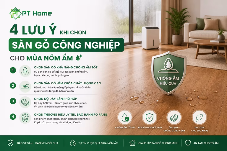 4 lưu ý khi chọn sàn gỗ công nghiệp cho mùa nồm ẩm